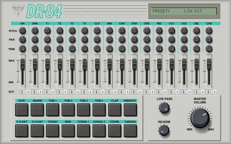 DR-84 by Pepto Audio — six machines, Windows and Mac