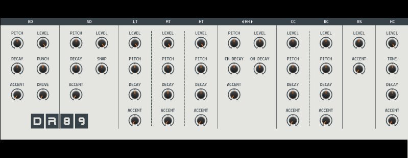 DR.89 by Sender Spike — a synthesised 909-style drum machine