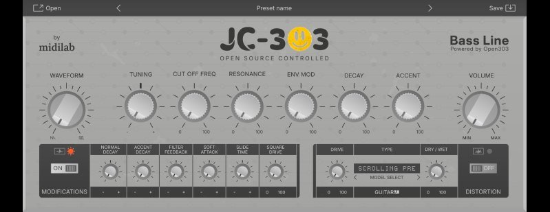 JC-303 by midilab, running the Open303 engine