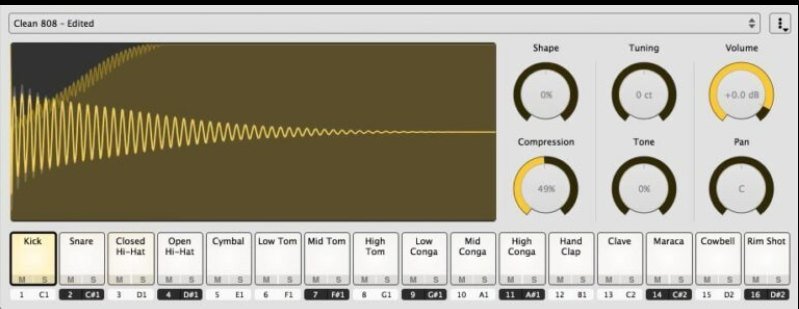 Sitala by Decomposer — sixteen pads, General MIDI mapping