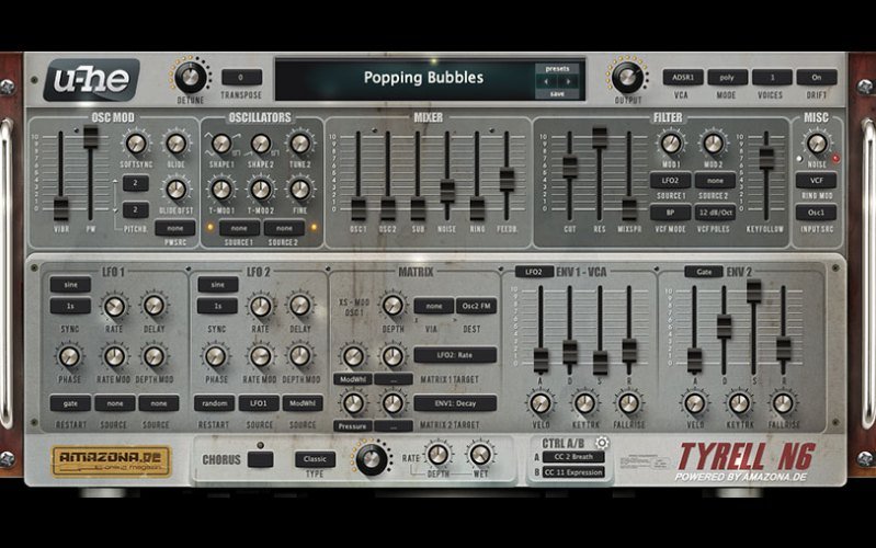 Tyrell N6 by u-he, built on early Diva code