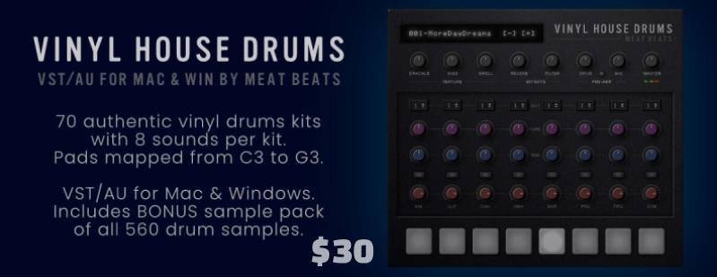 Vinyl House Drums by Meat Beats — 70 vinyl-sampled house kits, $30